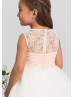 Corded Lace Pleated Chiffon Floor Length Flower Girl Dress